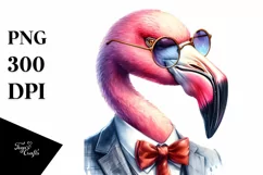 Vibrant Flamingo Portrait with Suit and es | Sublimation Product Image 3