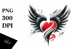 Paint Brush Style Heart Wings PNG Product Image 1