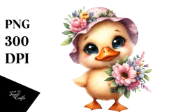 Expressive Duck with Large Flower Bouquet | Sublimation Product Image 1