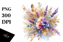 Vibrant Watercolor Abstract Bouquet | Sublimation | Clipart Product Image 1