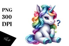Baby Unicorn with Clue, PNG Product Image 3