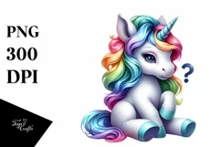 Baby Unicorn with Clue, PNG Product Image 3