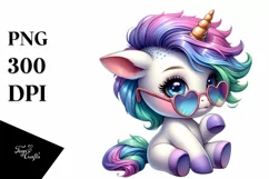 Cute Baby Unicorn Playing PNG Product Image 3