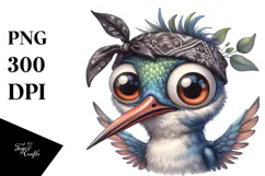 Expressive Hummingbird with Big Eyes and Bandana | Product Image 1