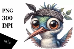 Expressive Hummingbird with Big Eyes and Bandana | Product Image 3