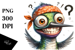 Expressive Hummingbird with Big Eyes and Bandana | Product Image 1