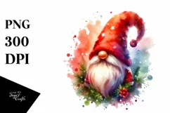 Christmas Gnome Watercolor PNG Product Image 1