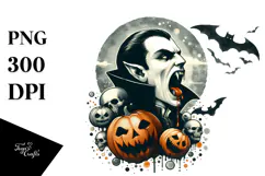 Pastel Halloween Vampire Bite Watercolor PNG Product Image 1