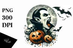 Pastel Halloween Vampire Bite Watercolor PNG Product Image 1