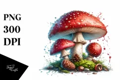 Glossy Mushroom Watercolor Splash PNG Product Image 3