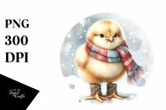 Watercolor Baby Chicken in Winter Clothes Product Image 3