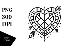Lineart Stained Hearth with Arrow PNG Product Image 1