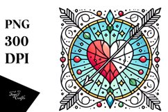 Simple Lineart Stained Heart PNG Product Image 1