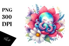 Colorful Baby Octopus Sleeping Centered Clipart Product Image 1