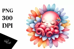 Colorful Baby Octopus Flower | Clipart Product Image 3