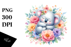 Colorful Baby Koala Flower Clipart Product Image 1