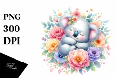 Colorful Watercolor Cute Baby Koala | Summer Sticker Clipart Product Image 3