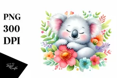 Colorful Watercolor Cute Baby Koala | Summer Sticker Clipart Product Image 3