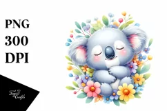 Colorful Watercolor Cute Baby Koala | Summer Sticker Clipart Product Image 3