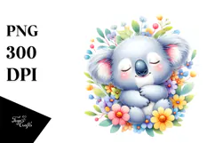 Colorful Baby Koala Flower Clipart Product Image 1