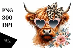 Elegant Highland Cow Animal Print Sunglasses Sparkles Product Image 3