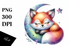 Colorful Watercolor Cute Baby Fox Clipart Product Image 1