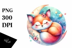 Colorful Watercolor Cute Baby Fox Clipart Product Image 3