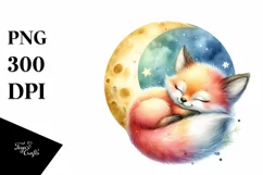Colorful Watercolor Cute Baby Fox Clipart Product Image 1