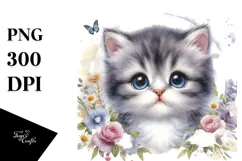 Cute Baby Cat with Big Eyes, Transparent PNG Product Image 1