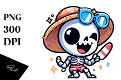 Funny Cartoon Skeleton, Beach Style PNG Product Image 1