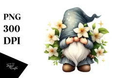 Gnome with Large Jasmine on Star, Vibrant PNG Product Image 1