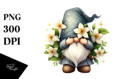 Gnome with Large Jasmine on Star, Vibrant PNG Product Image 1