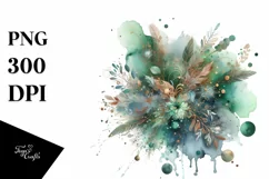 Colorful Watercolor Splash with Metalic Insertions | Clipart Product Image 3