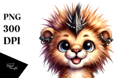 Cute Baby Lion with Punk Look, PNG Product Image 1
