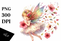 Small Cute Fairy Tumbling with Petals | Sublimation | Product Image 1