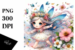 Small Cute Fairy Tumbling with Petals | Sublimation | Product Image 3