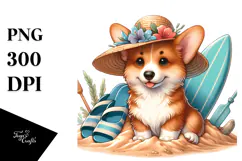 Watercolor Pembroke Welsh Corgi in Sand | Clipart Product Image 1