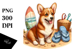 Watercolor Pembroke Welsh Corgi in Sand | Clipart Product Image 1