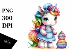 Baby Unicorn with Baker's Apron, PNG Product Image 3