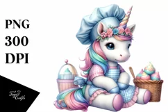 Baby Unicorn with Baker's Apron, PNG Product Image 1