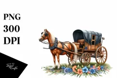 Vintage Horse Wagon with Fireworks Clipart Product Image 3