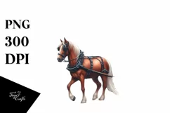Vintage Horse Wagon with Fireworks Clipart Product Image 1