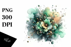 Colorful Watercolor Splash with Metalic Insertions | Clipart Product Image 1
