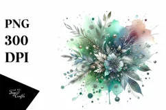 Colorful Greenish Watercolor Splash with Metallic Product Image 3