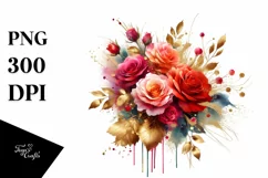 Vibrant Bouquet Gold Foil Clipart Product Image 3