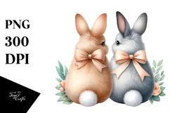 Bunnies Sitting View from Back PNG Product Image 1
