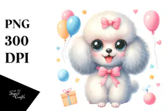 Adorable Poodle in Watercolor, SEO PNG Product Image 1