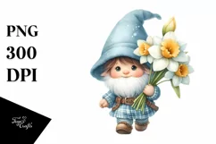 Baby Gnome with Narcissus PNG Product Image 1
