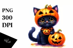 Simple Watercolor Vibrant Baby Black Cat Product Image 1