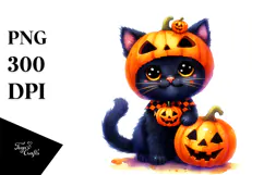 Simple Watercolor Vibrant Baby Black Cat Product Image 1